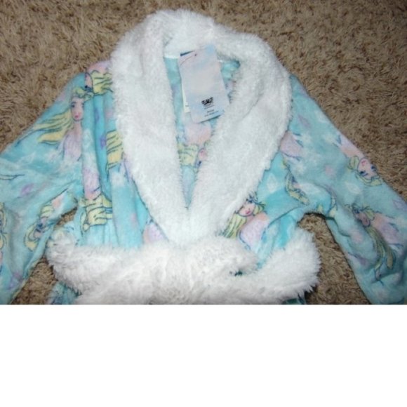 *Frozen Elsa Robe sz 8 Disney Blue Fleece Plush Long Sleeve Belted Winter Girls - Picture 3 of 6